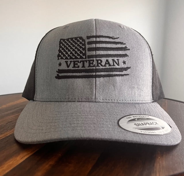 Veteran American Flag Embroidered Richardson 112 hat- 6 panel snapback Trucker style hat