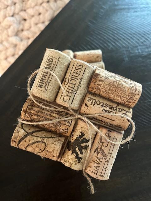 Wine Cork Coasters Recycled Handmade- set of 4
