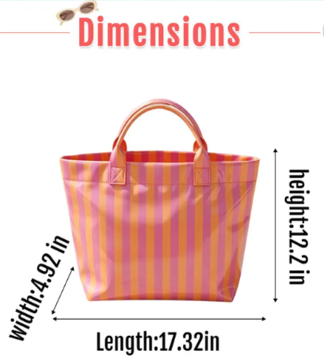Cabana Beach Bag – Personalized Clear Striped Tote with Embroidered Name or Monogram