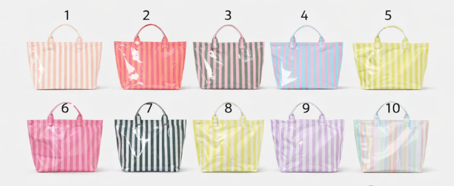 Cabana Beach Bag – Personalized Clear Striped Tote with Embroidered Name or Monogram