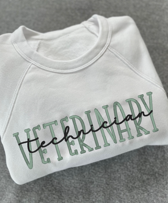 Vet Tech Embroidered custom crewneck sweatshirt Bella + Canvas