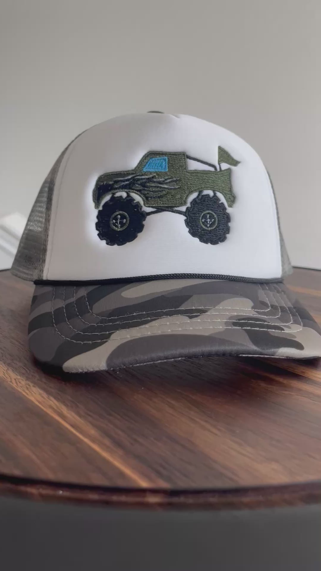 Baby/Toddler embroidered Monster Truck Trucker Rope hat-Fits ages 0-4