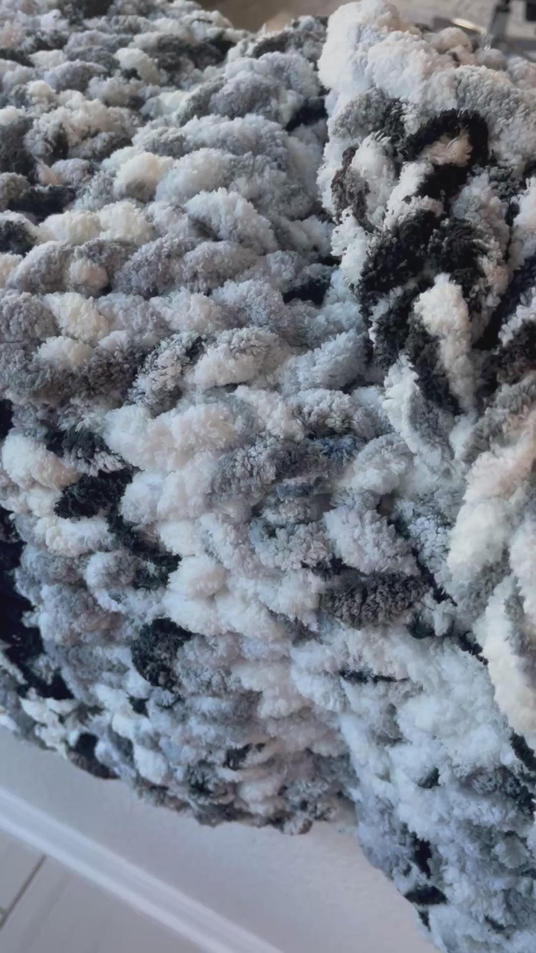 So soft Chunky Handknit Blanket made with Bernat yarn