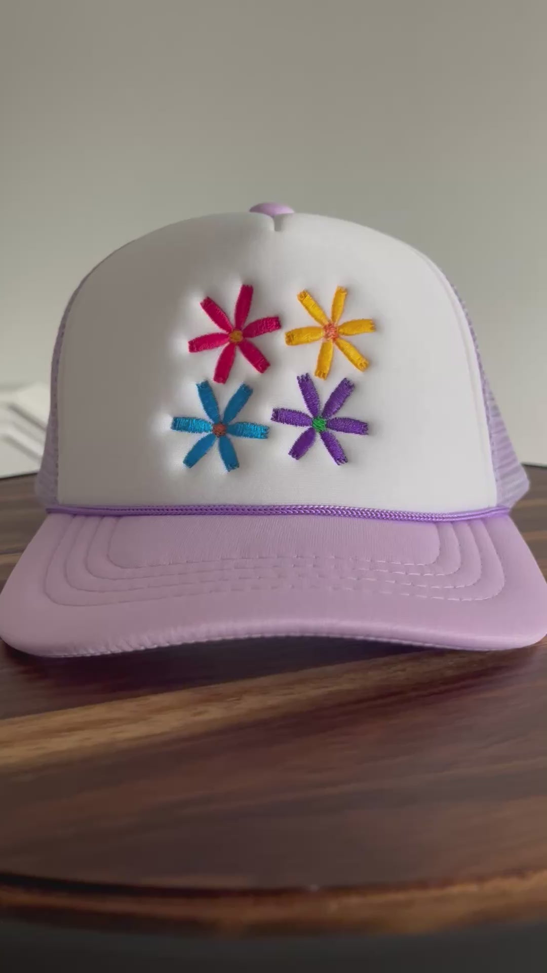 Baby/Toddler Flowers embroidered Trucker Rope Cap