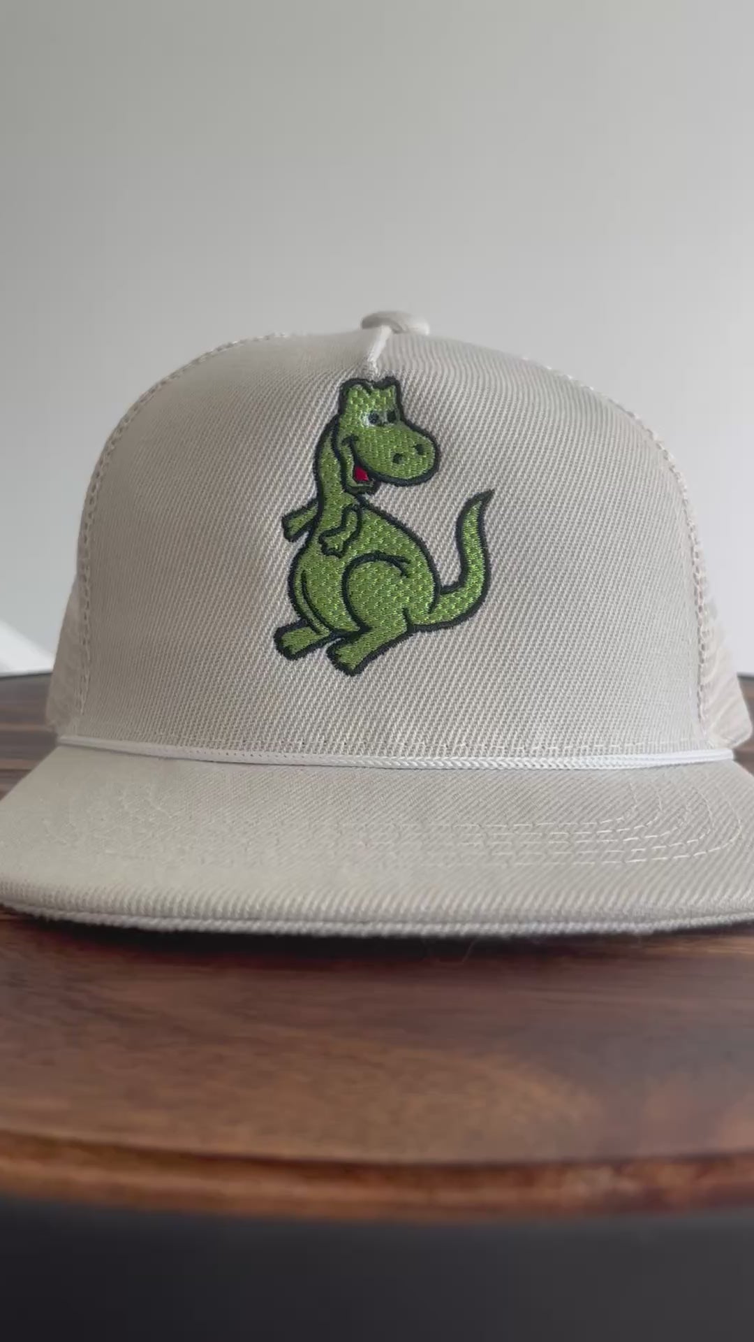 Baby/Toddler embroidered Dinosaur Trucker Rope Hat- fits ages 0-4