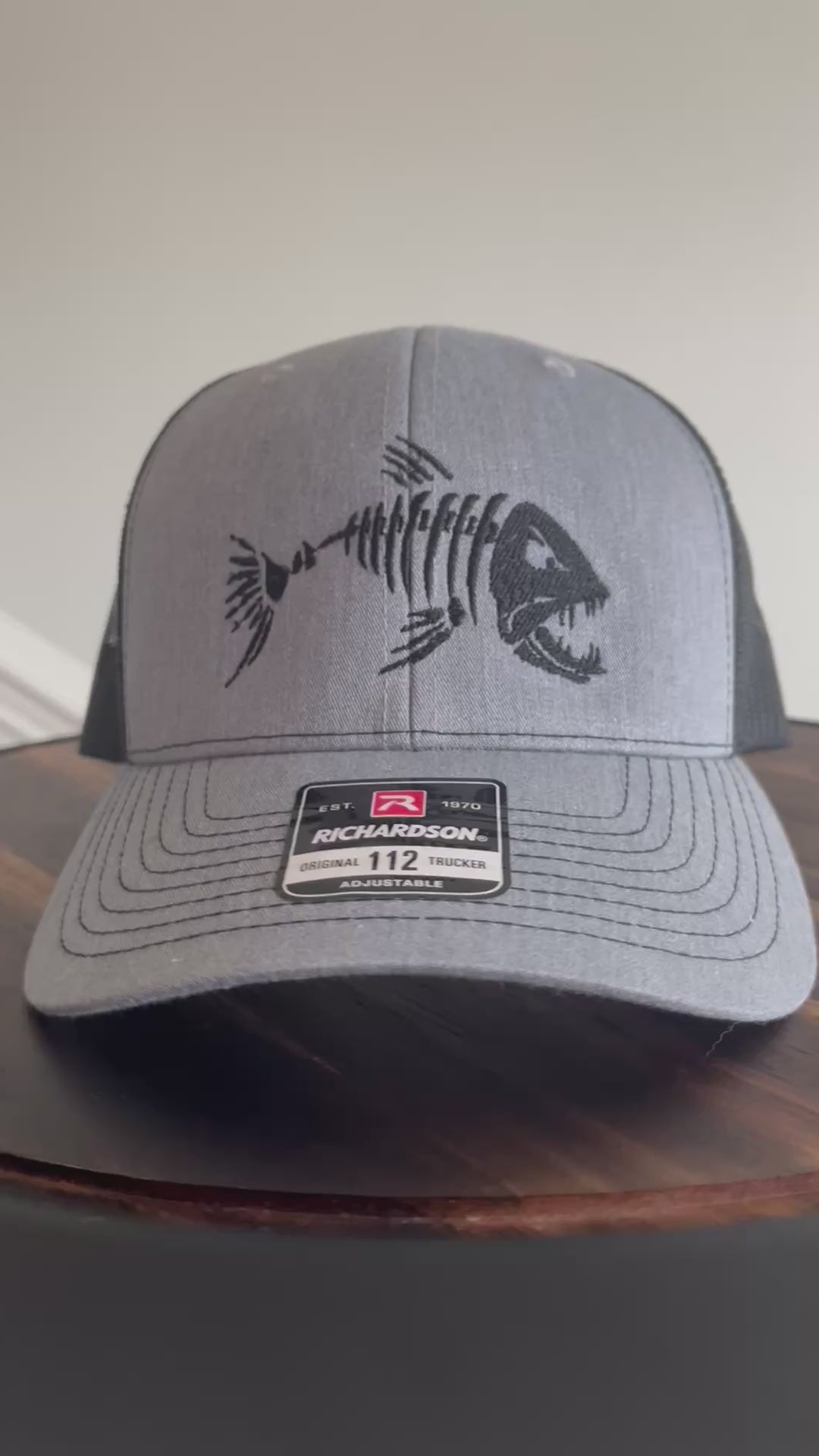 Fish skeleton Embroidered Richardson 112 Truckers hat 6 panel snap back structured hat-fishing hat
