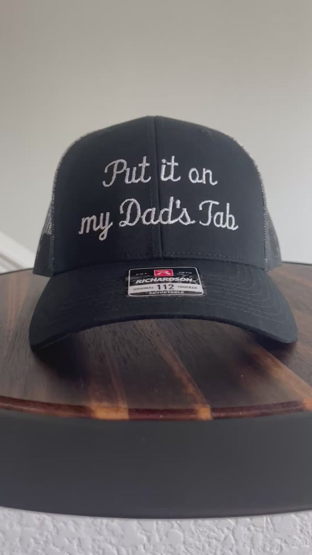 Put it on my Dads Tab Richardson 112 Trucker 6 panel Hat in Ombre black and white- Perfect gift for a teen!
