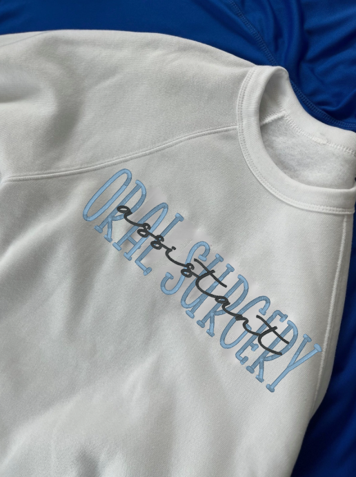 Oral Surgery Assistant Embroidered crewneck sweatshirt-Personalize  Bella + Canvas