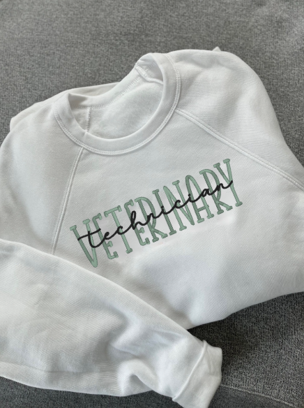 Vet Tech Embroidered custom crewneck sweatshirt Bella + Canvas